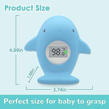 Baby Bath Tub Thermometer - Bathtub Water Thermometer with Room Temperature - Safety Floating Whale Bathtub Toy - New Upgraded Mute Flashing Alert, Gift for Mom Newborn Infant