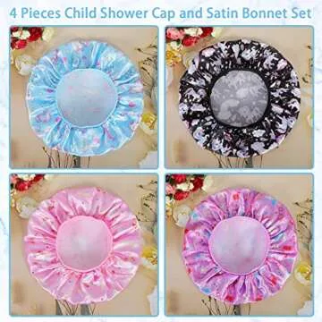 4 PCS Kids Satin Bonnets - Soft Silk Night Caps for Children