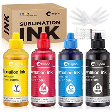 Hiipoo Sublimation Ink Refilled Bottles Work with WF7710 ET2760 ET2720 ET2803 ET2800 ET15000 C88 C88...