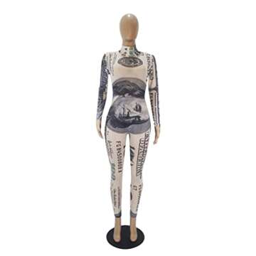 CLO ICOOL Women's Sexy Bodycon See Through Jumpsuit Long Sleeve Skinny Pants One Pieces Club Romper,White,Large