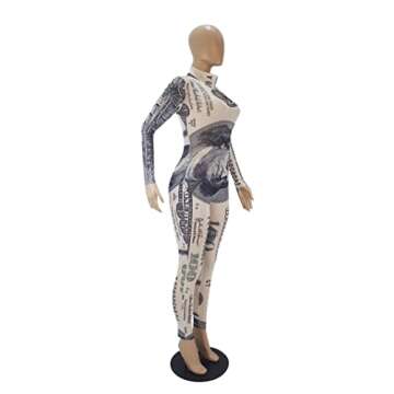 CLO ICOOL Women's Sexy Bodycon See Through Jumpsuit Long Sleeve Skinny Pants One Pieces Club Romper,White,Large