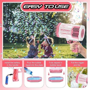 69 Holes Bubble Gun with Colorful Lights for Kids