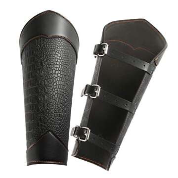 HZMAN Long Style Knights Leather Battle Arm Guard Bracers Medieval Armor Costume - Leather Armband P...