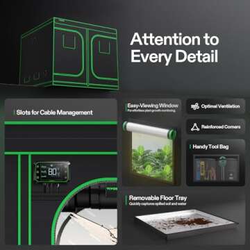 VIVOSUN S888 8x8 Grow Tent, 96"x96"x80" High Reflective Mylar with Observation Window and Floor Tray for Hydroponics Indoor Plant for VS4000/VSF4300