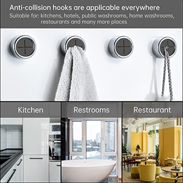 Philbinden 3 Pieces Kitchen Towel Hooks Round Adhesive Dish Towel Hook Premium Chrome Finish & Easy Installation Wall Mount Hand Towel Hook Ideal as Bathroom, Shower or Outdoor Towel Holders