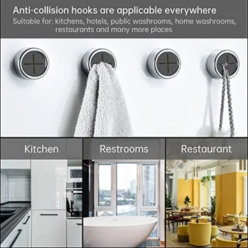 Philbinden 3 Pieces Kitchen Towel Hooks Round Adhesive Dish Towel Hook Premium Chrome Finish & Easy Installation Wall Mount Hand Towel Hook Ideal as Bathroom, Shower or Outdoor Towel Holders