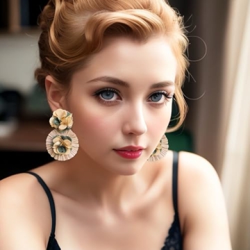 QIAOLEHUI Colorful Rattan Earrings for Women Statement Boho Raffia Straw Wrapped Flower Drop Dangle Earrings Summer Tropical Beach Jewelry (Brown)