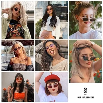 SOJOS Small Cateye Sunglasses Fashion Narrow Fun Trendy Rectangle Sunnies SJ1127,Gold/Grey