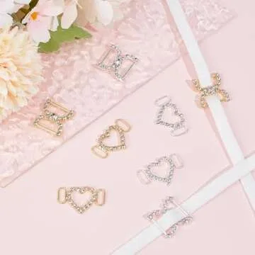 HOBBIESAY Sneaker Charms 8pcs Shoelaces Charms 2 Styles Metal Shoe Clips Heart D Shape Shoe Laces Charms Shoe Buckles Shoelaces Decorations Crystal Rhinestones Shoes Accessory for Sneakers Casual Shoe