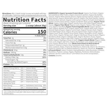 Garden of Life Meal Replacement Shakes, Vegan Protein Powder, Raw Organic Protein Powder, Lightly Sweet Protein Powder with Plant Based Pea Protein, Sprouts, Greens, Probiotics, Dairy Free 14 Servings