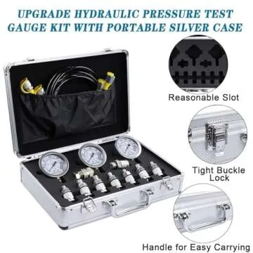 SINOCMP Hydraulic Pressure Test Kit, 3 Pressure Gauges 25/40/60MPa, 9 Couplings, 3 Test Hoses, Hydra...