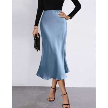 HOTOUCH Women’s Satin Skirt - Elegant Midi Dress for All Occasions