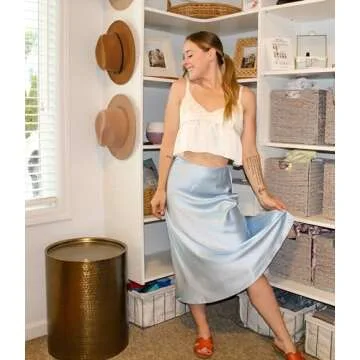 Stylish HOTOUCH Satin Skirt - High Waist Midi for Women