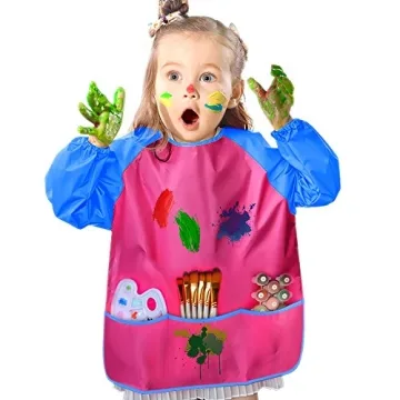 KUUQA Waterproof Kids Play Apron for Painting and Feeding