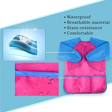 KUUQA Waterproof Kids Play Apron for Painting and Feeding