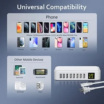 Slitinto 8-Port USB Charging Station with LCD Display