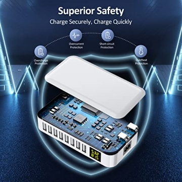 Slitinto 8-Port USB Charging Station with LCD Display