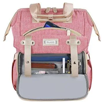 FALANKO Backpack for Women,Wide Open Work Large USB Charging Port Student Bookbag for 15.6 Inch Laptop,Doctor Teacher Nurse College School Travel Bag,Water Resistant Laptop Bookbag Computer Back Pack