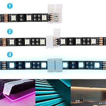 WENHSIN 10Packs 4-Pin RGB LED Light Strip Connectors 10mm Unwired Gapless Solderless Adapter Termina...