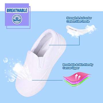 Kids Shoes Toddlers Canvas Sneakers Slip-on Comfortable Light Weight Skin-Friendly Causal Running Tennis Shoes for Boys Girls(Toddler/Little Kids/Big Kids) White/Twingore 7