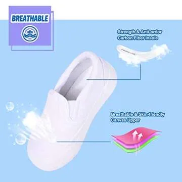 Kids Shoes Toddlers Canvas Sneakers Slip-on Comfortable Light Weight Skin-Friendly Causal Running Tennis Shoes for Boys Girls(Toddler/Little Kids/Big Kids) White/Twingore 7