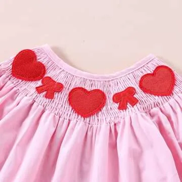 Toddler Baby Girl Outfit Love Heart Smocked Dress Vintage Princess Dresses Fall Winter Clothes (Pink, 12-18 Months)