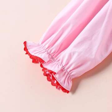 Toddler Baby Girl Outfit Love Heart Smocked Dress Vintage Princess Dresses Fall Winter Clothes (Pink, 12-18 Months)