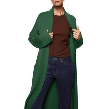 Womens Long Sleeve Maxi Cardigan Open Front Oversized Knitted Sweater Coat Casual Lapel Warm Overcoa...