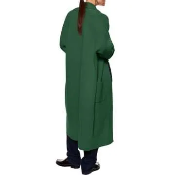 Womens Long Sleeve Maxi Cardigan Open Front Oversized Knitted Sweater Coat Casual Lapel Warm Overcoat with Pockets