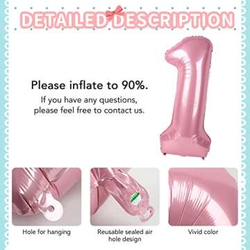 Dripykiaa 6 Pcs Donut Balloon Bouquet 40” Pink One Year Old Balloon Set for First Birthday Donuts Foil Helium Balloons Sweet One Donut Birthday Party Decorations Party Supplies Backdrops for Girls