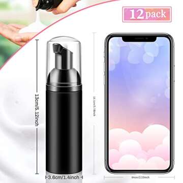 12 Pieces 2 oz/ 60 ml Travel Foaming Pump Bottles Soap Foam Pump Bottle Plastic Foam Dispenser Bottl...