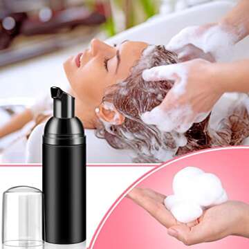 12 Pieces 2 oz/ 60 ml Travel Foaming Pump Bottles Soap Foam Pump Bottle Plastic Foam Dispenser Bottle Empty Soap Pump Bottle Empty Plastic Pump Bottles for Shampoo Soap Cleanser (Black)