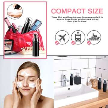 12 Pieces 2 oz/ 60 ml Travel Foaming Pump Bottles Soap Foam Pump Bottle Plastic Foam Dispenser Bottle Empty Soap Pump Bottle Empty Plastic Pump Bottles for Shampoo Soap Cleanser (Black)