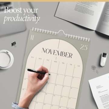 Karto Wall Calendar 2024-2025 - Vertical 11x17 inch Runs Until December 2025 - Boost Your Productivity and Easy Planning with the Aesthetic Monthly Calendar - Boho Color