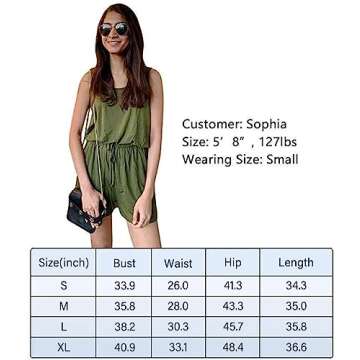REORIA Womens Casual Summer One Piece Sleeveless Tank Top Striped Playsuits Workout Yoga Short Jumpsuit Beach Rompers White+Black Medium