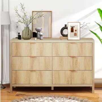 XUZENEST Fluted 6 Drawer Dresser - Modern Storage Solution