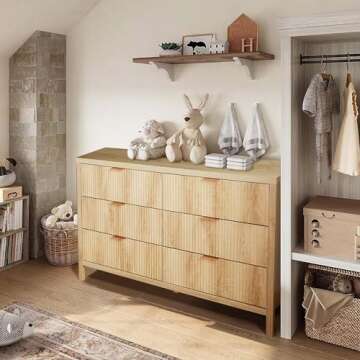 XUZENEST Fluted 6 Drawer Dresser - Modern Storage Solution