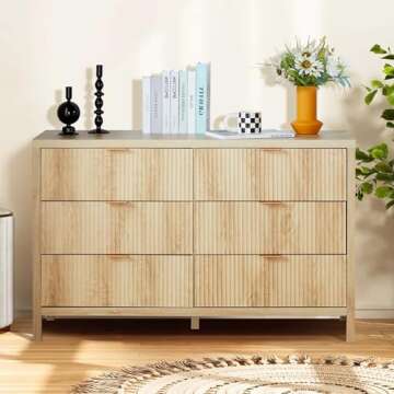 XUZENEST Fluted 6 Drawer Dresser - Modern Storage Solution