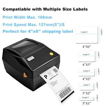 MFLABEL Label Printer, Commercial Direct Thermal High Speed USB Port Label Maker Machine, Etsy, Ebay, Amazon Barcode Express Label Printing
