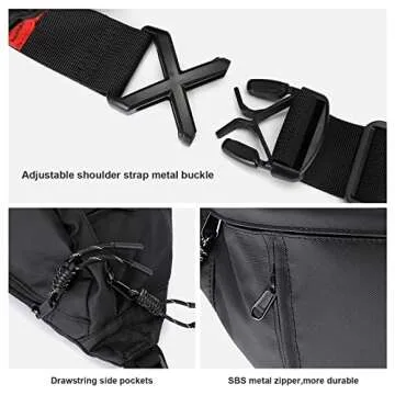 Large Crossbody Fanny Pack for Women Men,Waterproof Waist Bag Pack with Adjustable Strap & 5-Zipper Pockets,Black