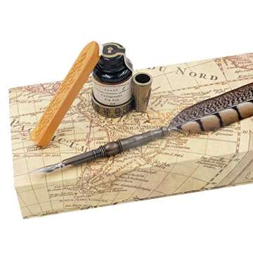2019 New GC Quill Pen Antique Feather Pen Handcrafted Calligraphy Pen Set Dip Nib Pens-Writing Case with Black Ink Pen Holder Cartridges Gift Deal LL1814