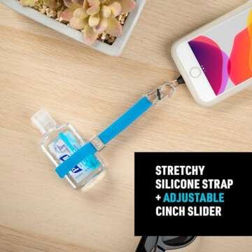 Nite IZE Hitch Phone Anchor & Stretch Strap - Phone Anchor & Adjustable Strap for Drop Protection & Convenience - Cell Phone Lanyard - Blue