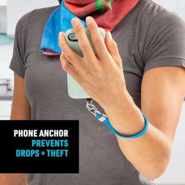 Nite IZE Hitch Phone Anchor & Stretch Strap - Phone Anchor & Adjustable Strap for Drop Protection & Convenience - Cell Phone Lanyard - Blue