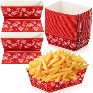Junkin Cowboy Birthday Party Supplies 30 Pcs Red Paisley Food Tray Paper Bandana