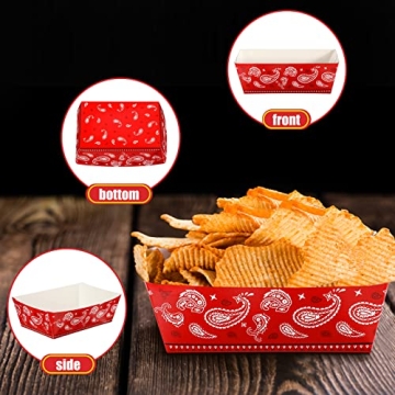 Junkin Cowboy Party Supplies - 30 Pcs Red Bandana Trays