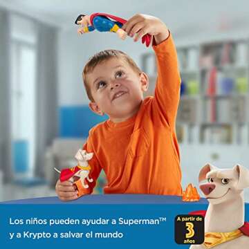 Fisher-Price DC League of Super-Pets Superman & Krypto, Set of 2 Poseable Figures with Accessory for...