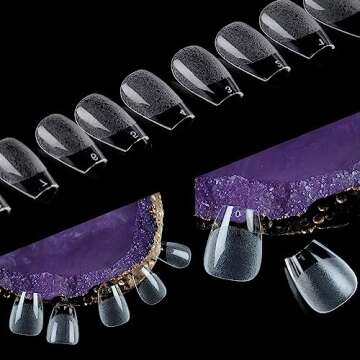 UNA GELLA 504PCS Extra Short Gel Nail Tips Coffin Shape - Pre Etched Glue On Fake Nails No C Curve For Women Acrylic Press On Nail Extension Full Cover At Home