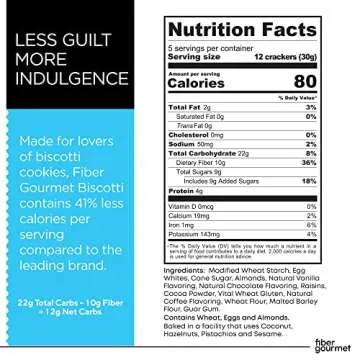 Fiber Gourmet Biscotti Bites, 3-Flavor Bundle Biscotti Cookies (Original Almond, Ginger Spice, Chocolaty Almond), Pack of 3 x 5.25 Ounces (149g)