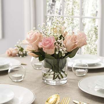 WHOLE HOUSEWARES | 4"X4" Glass Cylinder Vase | Candle Holder | Decorative Centerpiece Arrangement fo...