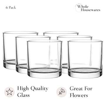 WHOLE HOUSEWARES | 4"X4" Glass Cylinder Vase | Candle Holder | Decorative Centerpiece Arrangement for Wedding Party Event Home Office Decor | Set of 6